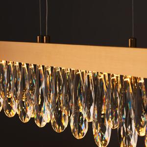 Brilliant LED obesna svetilka Celestia, dolžina 110 cm, barva medenina, kristal, zatemnjen, Zlata / medeninasta, Dnevna soba / jedilnica, Kovina