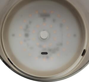 Brilliant LED namizna svetilka Lumeo, Ø 13 cm, barva medenina/dimno siva, zatemnjen, Siva, Dnevna soba / jedilnica, Steklo
