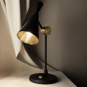 Tom Dixon LED namizna svetilka Beat, črna, medenina, višina 53 cm, zatemnjen, Črna, Dnevna soba / jedilnica, Medenina, Dizajn