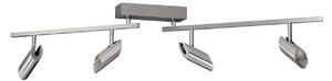 Brilliant LED stropni reflektor Risell, dolžina 104 cm, barva aluminija, zatemnjen, Kovinska, Dnevna soba / jedilnica, Aluminij, Sodobni