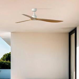 FARO BARCELONA Stropni ventilator Outwood, rjav, DC, tih, Ø 150 cm, IP44, Les, Dnevna soba / jedilnica, Plastika, Podeželska hiša / Rustikalna