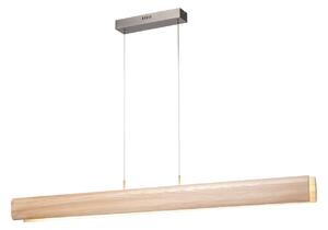 Brilliant LED obesna svetilka Monterra, dolžina 100 cm, svetlo rjava, les, zatemnjen, Les, Dnevna soba / jedilnica, Les