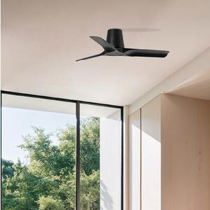 FARO BARCELONA Stropni ventilator Hey S, črn, DC motor, tih, Ø 90 cm, Črna, Dnevna soba / jedilnica, Plastika, Sodobni