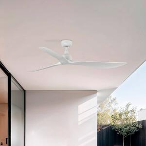 FARO BARCELONA Stropni ventilator Outwood, bel, DC, tih, Ø 150 cm, IP44, Bela, Dnevna soba / jedilnica, Plastika, Sodobni