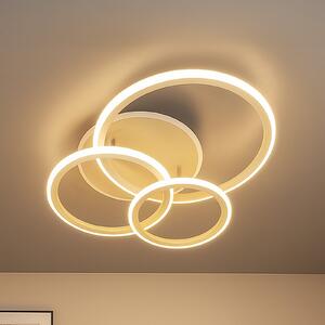 FISCHER & HONSEL LED stropna svetilka Gelder, 60 cm, siva/peščena, RGBW, CCT, zatemnjen, Bež, Dnevna soba / jedilnica, Sodobni