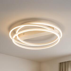 FISCHER & HONSEL LED stropna svetilka Kiku, Ø 56 cm, peščena barva, kovina, CCT, zatemnjen, Bež, Dnevna soba / jedilnica, Kovina, Sodobni