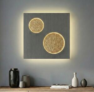 Lucande LED stenska svetilka Delin, siva/zlata, 55 x cm, stopnjevalno, zatemnjen, Siva, Dnevna soba / jedilnica, Kovina, Sodobni