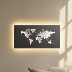 Lucande LED stenska svetilka World, antracit/srebrna, 60 cm x 30, Črna, Dnevna soba / jedilnica, Kovina, Sodobni