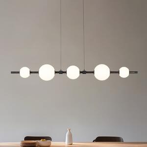 Lucande LED viseča svetilka Tanira, črna/bela, 140 cm, stopnjevalno, zatemnjen, Črna, Dnevna soba / jedilnica, Kovina, Sodobni
