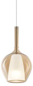 IDEAL LUX Ideal Lux obesna svetilka Kalique 1, jantarne barve, Ø 18 cm, zatemnjen, Bež, Dnevna soba / jedilnica, Plastika, Sodobni