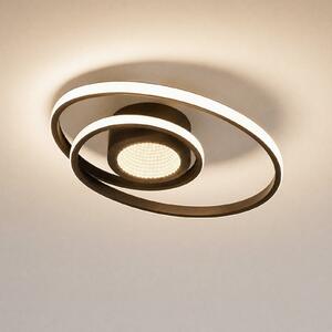 Lindby LED stropna svetilka Thalina, 45 cm, z možnostjo zatemnitve, Infinity, zatemnjen, Črna, Dnevna soba / jedilnica, Kovina, Sodobni