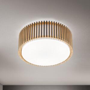 ORION Stropna svetilka Tarta, Ø 40 cm, les, tekstilni difuzor, 3 x E27, zatemnjen, Les, Dnevna soba / jedilnica, Les