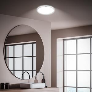 Briloner LED kopalniška stropna svetilka Pulap, Ø 29 cm, krom/bela kovina, Kovinska, Kopalnica, Kovina, Sodobni