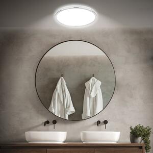 Briloner LED kopalniška stropna svetilka Pulap, Ø 42 cm, krom/bela kovina, Kovinska, Kopalnica, Kovina, Sodobni