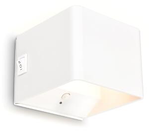 Briloner LED stenska svetilka Barro, bela, širina 8 cm, kovina, senzor, Bela, Hodnik, Kovina, Sodobni, Stenska vtičnica zgoraj / spodaj