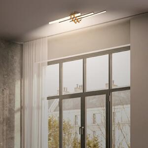 Briloner LED stropna svetilka Tinka, barva lesa/črna, dolžina 78 cm, Les, Dnevna soba / jedilnica, Kovina, Sodobni