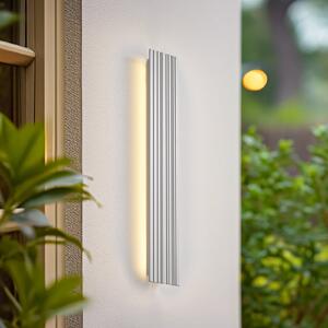 Lucande Zunanja LED-stenna svetilka Melira, dolžina 60 cm, svetlo siva, Siva, Aluminij, Sodobni