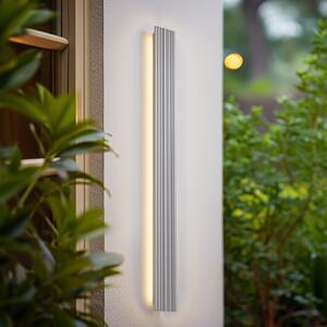 Lucande Zunanja LED-stenna svetilka Melira, dolžina 100 cm, svetlo siva, Siva, Aluminij, Sodobni