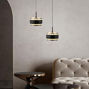 PURE LED viseča svetilka Falling Rings, črna, Ø 13 cm, CCT, zatemnjen, Črna, Dnevna soba / jedilnica, Kovina, Sodobni