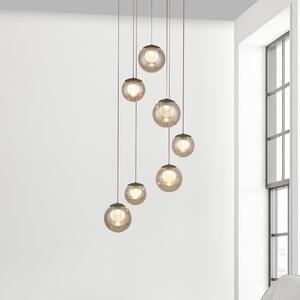 PURE LED viseča svetilka Popup, bronasta/jantarjeva Ø 40 cm, 7-svetilna., zatemnjen, Bronasta / starinska medenina, Dnevna soba / jedilnica, Steklo