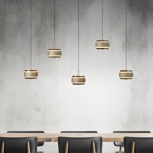 PURE LED viseča svetilka Falling Rings, bronasta Dolžina 101 cm 5-fl., zatemnjen, Bronasta / starinska medenina, Dnevna soba / jedilnica, Kovina, Sodobni
