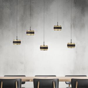 PURE LED viseča svetilka Falling Rings črna dolžina 101 cm 5-fl., zatemnjen, Črna, Dnevna soba / jedilnica, Kovina, Sodobni