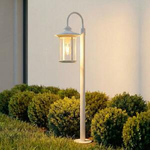 Lindby svetilka za pot Zayn, bela, steklo, višina 109 cm, IP65, zatemnjen, Bela, Aluminij, Antični, Svetilka