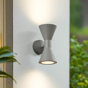 Lucande zunanja stenska svetilka Xalor, siva, IP65, kovina, GU10, zatemnjen, Siva, Aluminij, Sodobni
