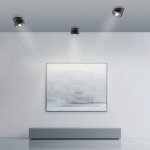 PURE LED stropni reflektor Move, črn, Ø 12 cm, kovina/steklo, zatemnjen, Črna, Dnevna soba / jedilnica, Kovina, Sodobni