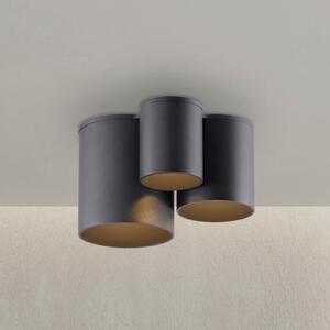 PURE LED kopalniška stropna svetilka Point, črna, dolžina 18 cm, 3-svetilna., zatemnjen, Črna, Kopalnica, Kovina, Sodobni