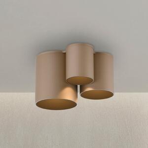 PURE LED kopalniška stropna svetilka Point, bronasta, 18 cm, 3-krilna., zatemnjen, Bronasta / starinska medenina, Kopalnica, Kovina, Sodobni