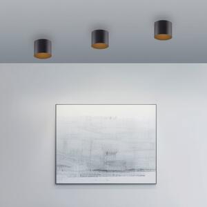 PURE LED kopalniška stropna svetilka Point, črna, Ø 18 cm, IP44, zatemnjen, Črna, Kopalnica, Kovina, Sodobni