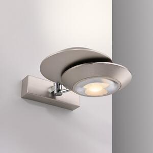 PURE LED stenska svetilka Oculis, srebrna barva 30 cm, železo, 2-slojna., zatemnjen, Kovinska, Dnevna soba / jedilnica, Kovina, Sodobni