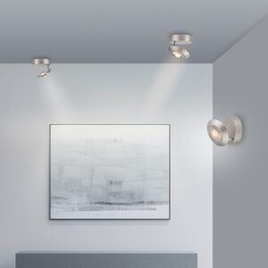 PURE LED stropna svetilka Oculis, srebrna barva Ø 15 cm železo/steklo, zatemnjen, Kovinska, Dnevna soba / jedilnica, Kovina, Sodobni