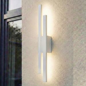 Lindby LED zunanja stenska svetilka Sakari, bela, aluminij, višina 59 cm, Bela, Aluminij, Sodobni