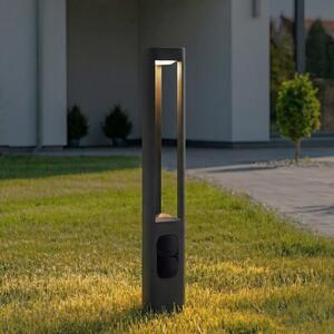 Lucande LED-svetilka Pirron, višina 80 cm, vtičnica, IP54, Črna, Kovina, Sodobni