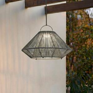 Lindby LED-sončna viseča svetilka Austas, siva, Ø 50 cm, USB, IP54, zatemnjen, Siva, Plastika, Sodobni