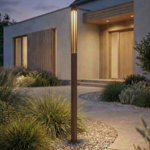 Lindby LED-svetilka Fjorya, višina 90 cm, rjava, IP65, Rjava / rjasta, Aluminij, Sodobni