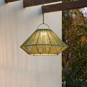 Lindby LED-sončna viseča svetilka Austas, zelena, Ø 50 cm, USB, IP54, zatemnjen, Zelena, Plastika, Sodobni