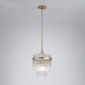 Searchlight Obesna svetilka Lara, Ø 26 cm, zlata/prozorna, steklo/kovina, zatemnjen, Zlata / medeninasta, Dnevna soba / jedilnica, Steklo