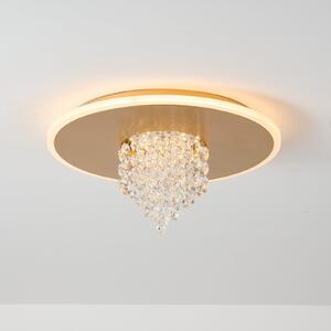 Searchlight LED stropna svetilka Deluge, zlata barva, Ø 32 cm, kovina/akril, zatemnjen, Prozorna, Dnevna soba / jedilnica, Kovina