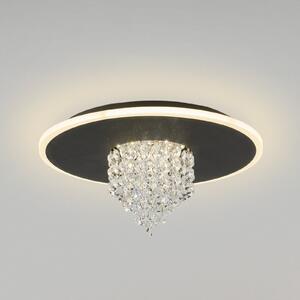 Searchlight LED stropna svetilka Deluge, črna, Ø 32 cm, kovina/akril, zatemnjen, Črna, Dnevna soba / jedilnica, Kovina