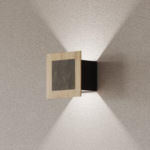 Elobra LED stenska svetilka Chile S, hrast/granit, višina 15 cm, z možnostjo zatemnitve, zatemnjen, Les, Dnevna soba / jedilnica, Les, Sodobni