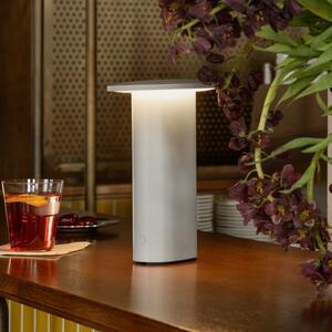 FRITZ HANSEN LED-akumulatorska namizna svetilka Solae, siva, aluminij, IP44, zatemnjen, Siva, Dnevna soba / jedilnica, Aluminij, Sodobni