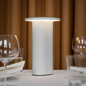 FRITZ HANSEN LED-akumulatorska namizna svetilka Solae, bela, aluminij, IP44, zatemnjen, Bela, Dnevna soba / jedilnica, Aluminij, Sodobni