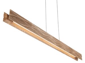 Elobra LED viseča svetilka Atacama, hrast/črna, les, dolžina 116 cm, zatemnjen, Les, Dnevna soba / jedilnica, Les, Sodobni