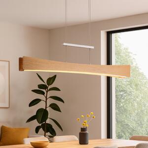 Elobra LED viseča svetilka Peru, hrast/nikelj, dolžina 116 cm, zatemnjen, Les, Dnevna soba / jedilnica, Les, Sodobni
