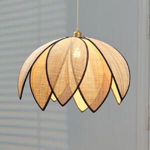 OSRAM viseča svetilka Decor Rattan Lotus, Ø 67 cm, bež, E27, zatemnjen, Bež, Dnevna soba / jedilnica, Les, Sredozemski