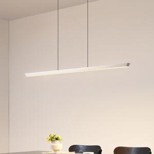 Lucande LED viseča svetilka Solvar, 117 cm, srebrna, CCT, z možnostjo zatemnitve, zatemnjen, Kovinska, Dnevna soba / jedilnica, Kovina, Sodobni