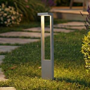 Lindby LED-ulična svetilka Lonete, kamnito siva, višina 65 cm, IP65, Siva, Aluminij, Sodobni